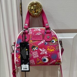 Von Dutch Pink and White Mini Bag with Graphic Design